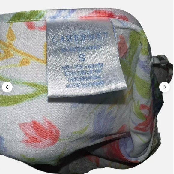 White Silky Cabernet Floral Lace V Neck Full Length Nightgown Size Small - Picture 6 of 6